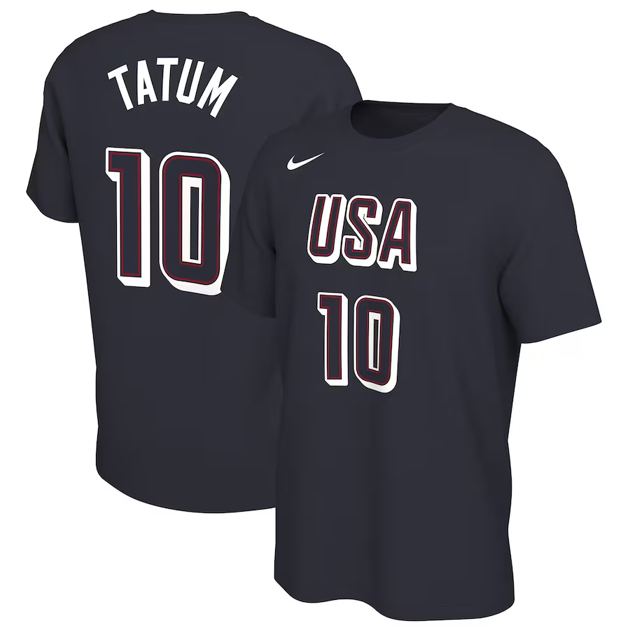 Men 2024 Paris Olympics USA basketball 10 Tatum black T shirts